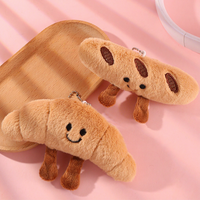 Porte-clés décoratif en peluche moelleuse, design mini croissant mignon et premium, style Kawaii