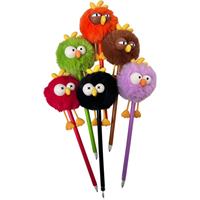 Stylos à bille multicolores avec des oiseaux mignons, pour la vente en gros, logo personnalisé, peluche douce, cadeau, jouet, souvenir de festival, encre noire 0,5 mm