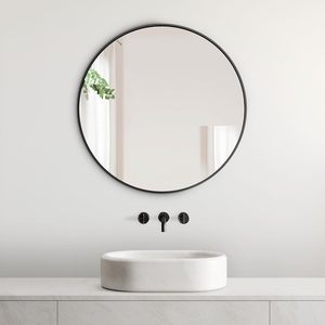 Round Wall Mirror Circular Black <strong>Bathroom</strong> Mirror Round Wall Mirrors for Living Room Bedroom <strong>Bathroom</strong> Washroom <strong>Rustic</strong> <strong>Vanity</strong>. - Product Image 1