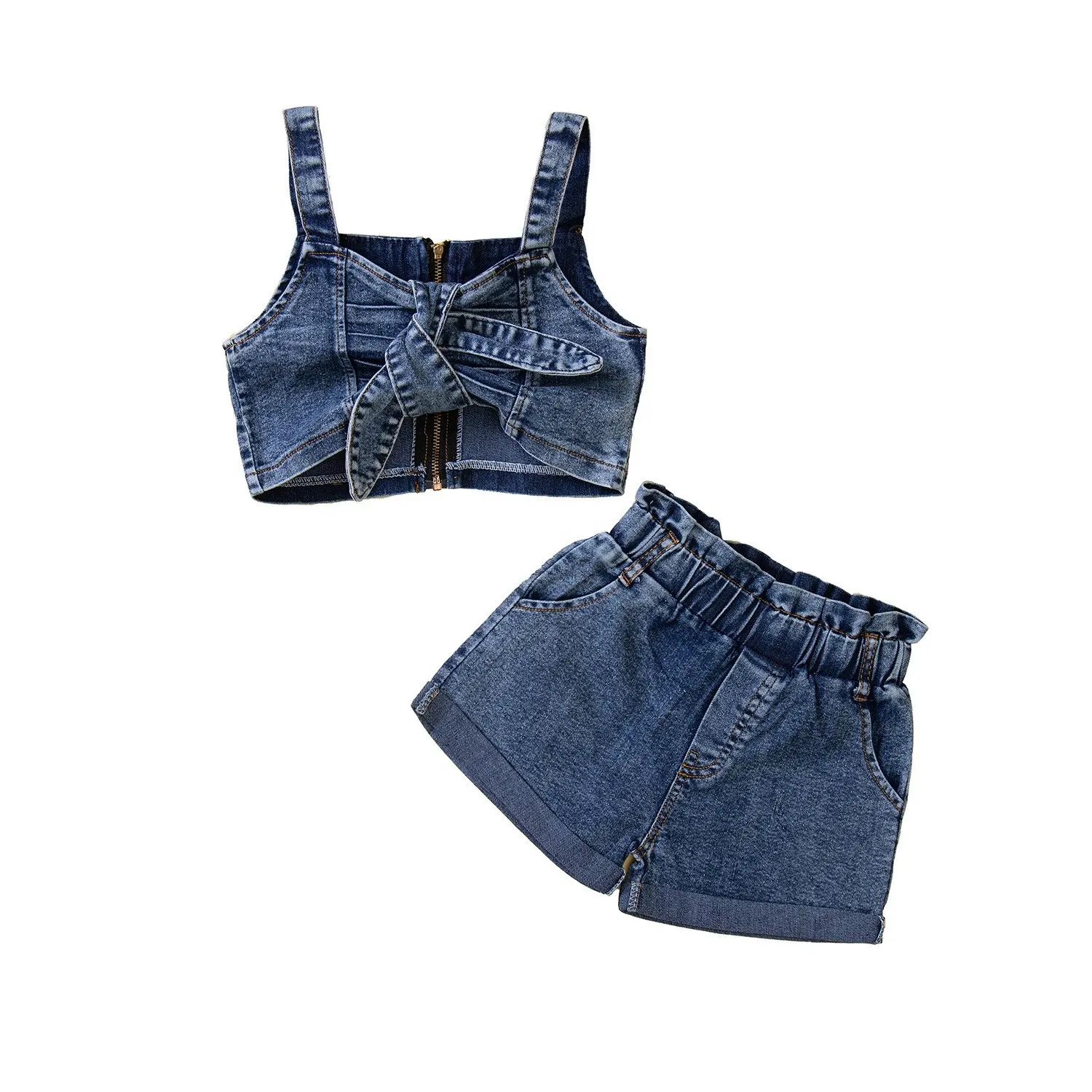 kids outdoor casual clothes suits summer jean pant sets girls teenager jacket with trouser outfits