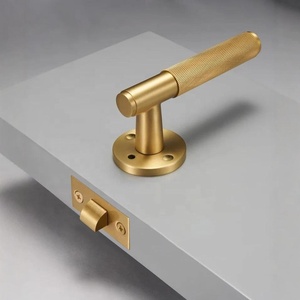 Set Maniglie per <span class=keywords><strong>Porta</strong></span> in Ottone Zigrinato con Serratura a Leva, Cilindro Magnetico Fittizio EU per Interni - Product Image 2