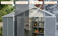 Abri de jardin extérieur étanche en PP durable et écologique, modèle 4x6 facile à assembler pour usage en jardin