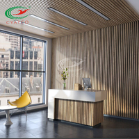 Panneaux acoustiques CYATCO 600*2400mm en MDF 100% fibre de polyester ignifuge et écologique, design à lattes en placage naturel pour les halls