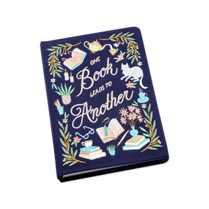 Cahier brodé écologique "<span class=keywords><strong>Un</strong></span> <span class=keywords><strong>livre</strong></span> mène <span class=keywords><strong>à</strong></span> <span class=keywords><strong>un</strong></span> <span class=keywords><strong>autre</strong></span>" Journal <span class=keywords><strong>à</strong></span> couverture rigide en cuir pour les amateurs de papeterie - Product Image 2