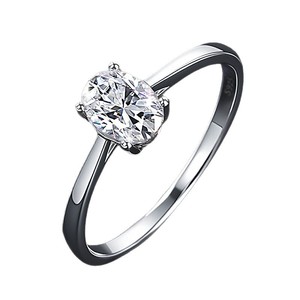 Anel Clássico Feminino de Moissanite <span class=keywords><strong>1</strong></span> Quilate em Prata 925 – Presente para Casamento, Noivado e Festas – Joias no Atacado - Product Image 1
