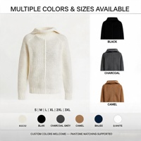 Pull col roulé noir en maille côtelée pour femme, coupe oversize, grande taille, décontracté, automne, couleur unie, livraison rapide, OEM ODM