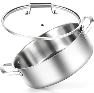 High Quality 3 Layers Stainless Steel Saute <b>Pan</b> 4.5QT Capacity Triply Stainless Steel Shallow Casserole - Product Image 1