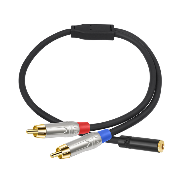 3.5mm Female Dual RCA Male Audio Cable Gold Plated Flexible PVC 1/8 RCA Stereo Aux Splitter Cord for Home Theater Piano Speaker