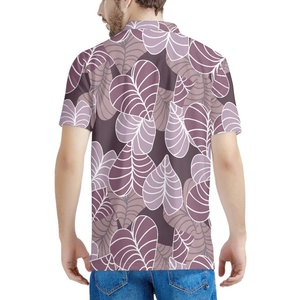 เสื้อยืดผู้ชายสำหรับโปโลพิมพ์ลายฮาวายคาโลใบไม้เสื้อแขนสั้นแบบสั่งทำเสื้อพิมพ์ลายตามความต้องการ - Product Image 2