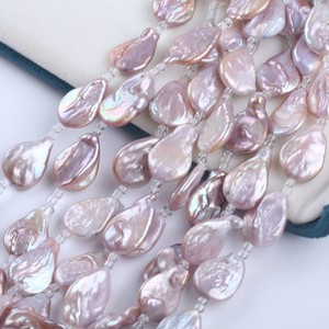 Perlas Sueltas de Agua Dulce Naturales de 18 cm, 13-15 mm, Blancas, Barrocas, de Zhuji, en Forma de Pera, para Manualidades - Product Image 1