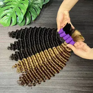 Cheveux humains en vrac tressage bouclés Double dessiné pleine extrémité 3 pièces/5 pièces en vrac cheveux humains pour tresses en gros Extensions de cheveux birmans