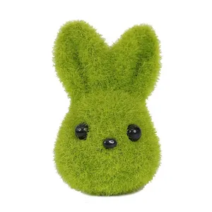 Nuevo juguete de peluche de conejito personalizado, muñeco de conejo de orejas largas, juguetes de peluche de conejito, musgo de imitación con zanahoria, decoración de Pascua para exteriores
