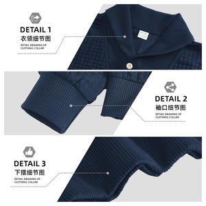 Sudadera a cuadros jacquard para hombre, estilo casual, con botones en la solapa, corte holgado, talla M - Product Image 1