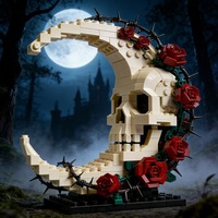 Bloques de Construcción de Plástico ABS de 40 Piezas, Calaveras, Rosas, Animales, Naturaleza, Estilo Gótico Creativo, Juguete Educativo, Castillo DIY, Regalo, Ciudad Diablo