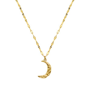 Roxi — collier en forme de croissant de lune martelé en acier inoxydable, chaîne avec pendentif en plaqué or 18K, solide et élégant, bijoux pour femmes, <span class=keywords><strong>2022</strong></span> - Product Image 6