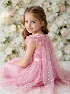 Elegante Disfraz de Princesa Elsa para Niña, Vestido Rosa para Fiesta de Cumpleaños, Boda o Dama de Honor - Product Image 4