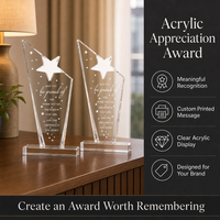 Trophée personnalisé en acrylique transparent en forme d'étoile gravé au laser, idéal pour la reconnaissance d'entreprise - Vente chaude