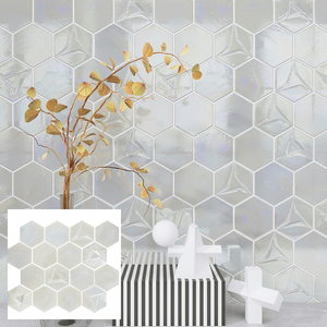 Hexagon <strong>3d</strong> Art <strong>Pattern</strong> Design Glass Mosaic <strong>Tiles</strong> for Bathroom and Toilet - Product Image 2