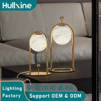 Lampe de table en marbre naturel simple de style farmhouse Hullxine avec lumière LED blanc chaud pour chambre à coucher, chevet, salon, bureau