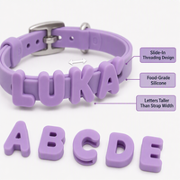 Collier personnalisé en silicone pour chien et chat, couleur personnalisée, breloques lettres alphabet DIY, collier ajustable pour animaux de compagnie, OEM