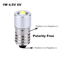E10 0.5W 1W Lampe de poche LED Ampoule de remplacement Torches Lampe de travail 60-100Lumen Blanc pur DC3V 4.5V 6V