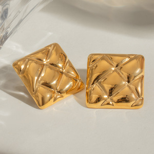 Pendientes Geométricos Cuadrados de Acero Inoxidable Chapados en Oro de 18k, Joyería para Fiestas, Accesorios de Moda - Product Image 2