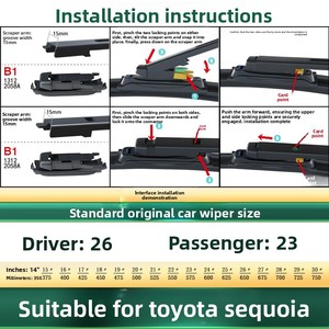Spazzola tergicristallo universale multifunzionale in gomma silenziosa <span class=keywords><strong>senza</strong></span> telaio, specificamente progettata per le <span class=keywords><strong>auto</strong></span> Toyota Sequoia - Product Image 4