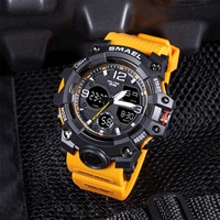 Montre numérique carrée en plastique SMAEL 8008 pour homme, mode sport, résistante à l'eau 3BAR, chronographe, chronomètre, alarme, affichage LED lumineux