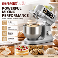 Robot pâtissier Cheftronic 6L avec écran tactile et balance intégrée, programmes automatiques, fermentation, multifonction, pour la pâtisserie et la préparation des aliments