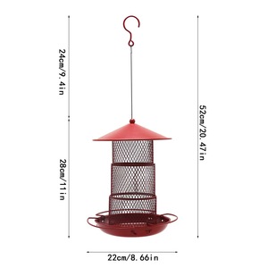 Portabel 3 lapisan lipat logam tempa besi pengumpan burung otomatis tupai desain gantung untuk luar ruangan taman burung liar - Product Image 5