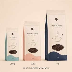 Sacchetto per Caffè in Grani con Finestra Semicircolare e Valvola, Antiumidità, in Mylar, Color Crema <span class=keywords><strong>Teal</strong></span> e Rosa Antico, da 250g, 500g, 1kg - Product Image 3
