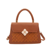 Sac à main élégant à poignée supérieure orné de fleurs en relief pour femme, sac à bandoulière en cuir PU pour usage quotidien
