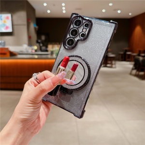 เคสโทรศัพท์แม่เหล็ก Samsung S24 Ultra ชุบเคลือบเงาพร้อมขาตั้ง A55 เคสโทรศัพท์หรูหราแบบมีกลิตเตอร์ ป้องกันการกระแทก ฝาหลัง - Product Image 5