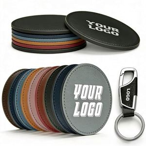 Wholesale Business Logo Pu Heat-Resistance Coffee Cup Mat for Restaurant Hotel Promo <b>Gift</b> Leather Coaster - Product Image 1