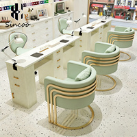 Ensemble table et chaise de manucure moderne en bois blanc et métal, table de salon de beauté de luxe pour une seule personne, durable et écologique