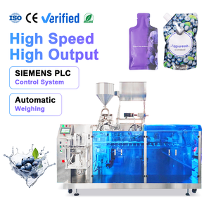 Machine de remplissage et d'emballage de jus de myrtille de qualité alimentaire en sachets Doypack de forme irrégulière pour petites entreprises - Product Image 1