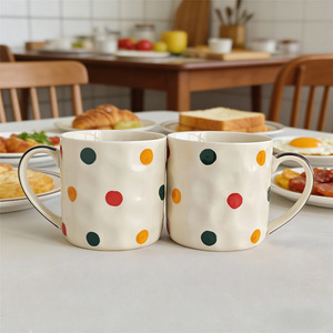 Tazza in Ceramica con Motivo <span class=keywords><strong>a</strong></span> <span class=keywords><strong>Pois</strong></span>, Tazza Retrò per Latte, per Colazione, Casa e Ufficio - Product Image 5