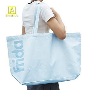 Sac fourre-tout en toile de coton uni, grand format, économique, avec broderie, pour peinture, avec doubles poignées - Product Image 4