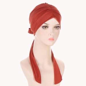 Foulard long en <span class=keywords><strong>coton</strong></span> pour femme, bandeau, turban, bonnet de chimiothérapie, bonnet de sommeil, bonnet beanie, vente en gros - Product Image 5