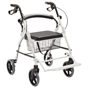 Déambulateur léger en aluminium à 4 roues avec siège rembourré, panier de rangement et freins à main - Product Image 1