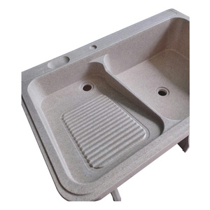 Lavabo da Giardino in Marmo Artificiale Monoblocco, <span class=keywords><strong>Vasca</strong></span> in Fibra di Vetro e Plastica con Asse per Lavare, per Balcone e Lavanderia - Product Image 4