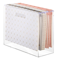 Organisateur de fichiers de bureau en acrylique transparent avec poignée découpée pour trier documents et livres de bureau