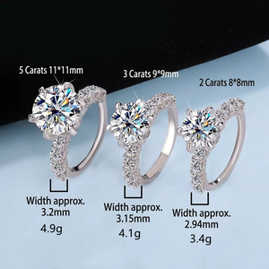 Anello in <span class=keywords><strong>Argento</strong></span> Sterling S925 Pronto <span class=keywords><strong>per</strong></span> la Spedizione, Lussuoso con Moissanite da 5 Carati Colore <span class=keywords><strong>D</strong></span> VVS, <span class=keywords><strong>per</strong></span> Donne, Fedi di Fidanzamento e Matrimonio - Product Image 6
