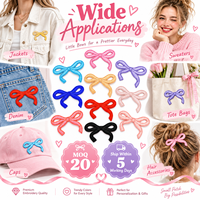 Patch brodé thermocollant ou à coudre en gros, motif nœud et ruban, mignon, Kawaii, coloré, pour cheveux