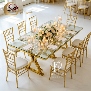 Mesas y Sillas de Comedor Modernas de Acero Inoxidable de Lujo con Diseño Personalizado para Bodas, Banquetes, Hogar y Uso en Hoteles - Product Image 6