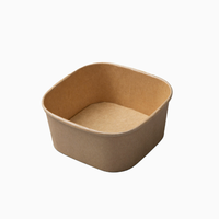 Boîte à salade carrée/rectangulaire en papier kraft biodégradable jetable, boîte à nouilles, boîte à pâtes, boîte d'emballage alimentaire, boîte à gâteau, dessert, déjeuner