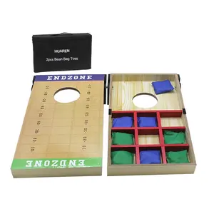 2 Stück 2 in 1 Holz gartens piele Tic Tac Toe Maisloch Sitzsack werfen Spiel mit einfachen Tragetaschen