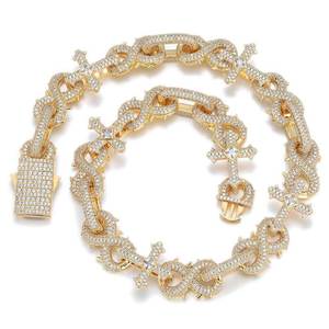 Chaîne en Moissanite Arc-en-ciel VVS1 avec revêtement électrophorétique, certifiée GRA, en Or 18K et Argent 925, couleur fantaisie, entièrement pavée, cadeau de festival - Product Image 1