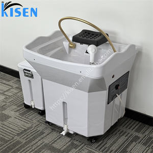 Tanque de agua portátil de 60L y tanque sucio de 18L Muebles de spa Lavado de cabello móvil Champú Lavabo Silla Tazón con terapia de cabeza y vaporizador - Product Image 5