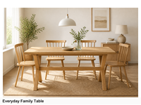 Table à manger en chêne naturel 1400 x 800 mm, table de cuisine en bois à pieds croisés, mobilier de salle à manger rectangulaire moderne